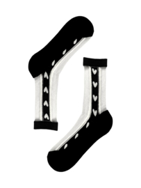 Socks White Heart Stripes - Black