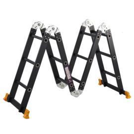 Multifunctioneel ladder,Vouwladder 4 x 3 368cm inlc.platform Black