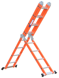 Multifunctionele Vouwladder - 4x4 sporten - Werkhoogte 4.70m - Oranje