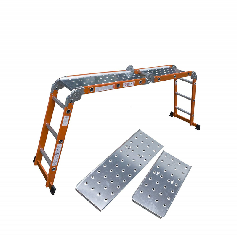 Multifunctioneel ladder,Vouwladder 4 x 3 368cm inlc.platform Oranje