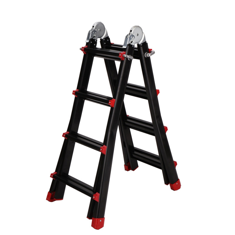 AL Ladders Professionele telescopische joint vouwladder 4X4 Treden Black