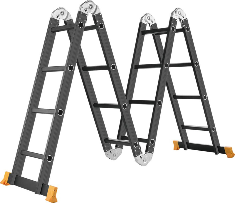 Konijn inhoudsopgave Terug, terug, terug deel Multifunctionele Vouwladder - 4x4 sporten - Werkhoogte 4.70m - Black |  Multifunctioneel ladder | Al Ladder