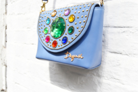 The Bling Bag - Blue with Small & Big Green Stone Art: 0183