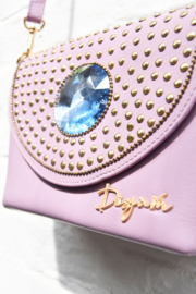 The Bling Bag - Pink with big Blue Stone Art: 0185