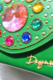 The Bling Bag - Green with Small & Big Pink Stone Art: 0180