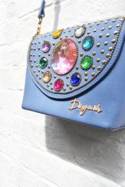 The Bling Bag - Blue with Small & Big Pink Stone Art: 0183