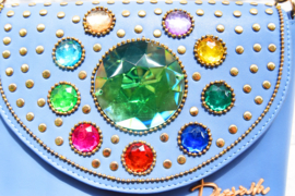 The Bling Bag - Blue with Small & Big Green Stone Art: 0183