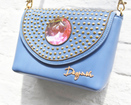 The Bling Bag - Blue with big Pink Stone Art: 0182