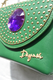 The Bling Bag - Green with big Purple Stone Art: 0179