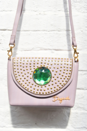 The Bling Bag - Beige with big Green Stone Art: 0188