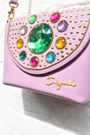 The Bling Bag - Pink with Small & Big Green Stone Art: 0186