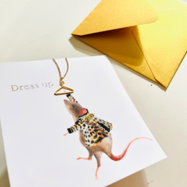 Gold necklace with greeting card