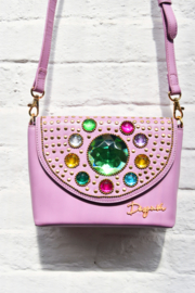 The Bling Bag - Pink with Small & Big Green Stone Art: 0186