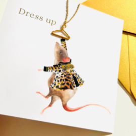 Gold necklace with greeting card