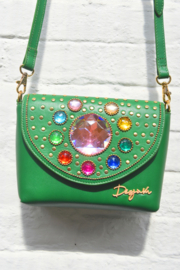 The Bling Bag - Green with Small & Big Pink Stone Art: 0180