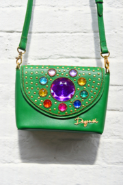 The Bling Bag - Green with Small & Big Purple Stone Art: 0180