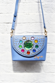 The Bling Bag - Blue with Small & Big Green Stone Art: 0183