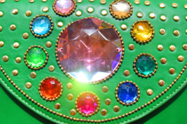 The Bling Bag - Green with Small & Big Pink Stone Art: 0180