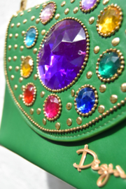 The Bling Bag - Green with Small & Big Purple Stone Art: 0180