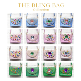 The Bling Bag - Beige with Small & Big Blue Stone Art: 0189