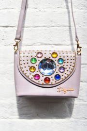 The Bling Bag - Beige with Small & Big Blue Stone Art: 0189