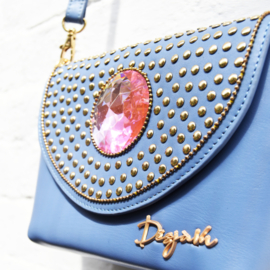 The Bling Bag - Blue with big Pink Stone Art: 0182