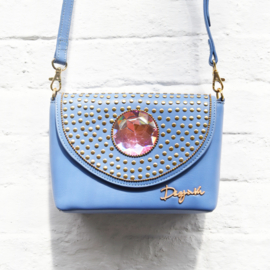 The Bling Bag - Blue with big Pink Stone Art: 0182