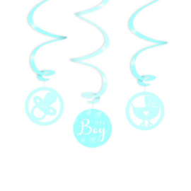 Paperdreams Swirl Decorations - It's A Boy  - Blue