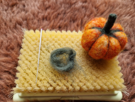 Woensdag 15 oktober, Pompoen maken dmv naaldvilten