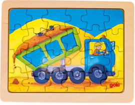 Goki | Puzzel Naarstig Werken kiepwagen | 24-delig