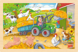 Goki | puzzel kleine tractor | 24-delig