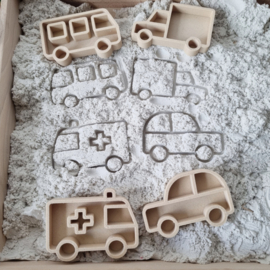 Kiddi | bio mini bakjes set | voertuigen | 4 stuks