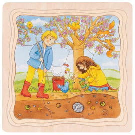 Goki | puzzel zonnebloemveld | 3 lagen, 35 stukjes