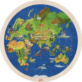 Goki | puzzel wereldbol dubbelzijdig | 57-delig