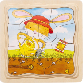 Goki | puzzel groentebed | 4 lagen, 53-delig