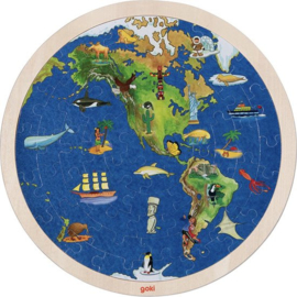 Goki | puzzel wereldbol dubbelzijdig | 57-delig