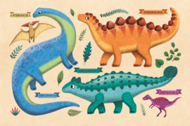Apli Kids | Dinosaurus magneetkaart | 52 magneten