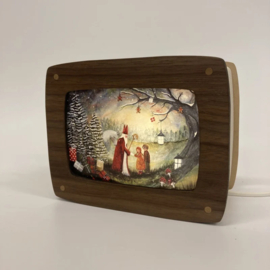 Het Houtlokael | kaartenlamp walnotenhout | luxe versie