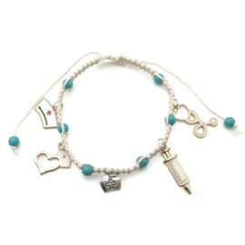 Armband knoop + bedels Zorg