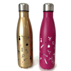 Dubbelwandige Drinkfles - Kapper en Haarstylist - Roze