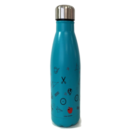 Drinkfles - Meester & Juf - onderwijs symbolen - Aqua