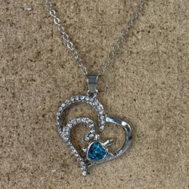 Ketting- Schildpad - steentje blauw