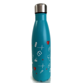 Dubbelwandige fles - zorg symbolen - Aqua
