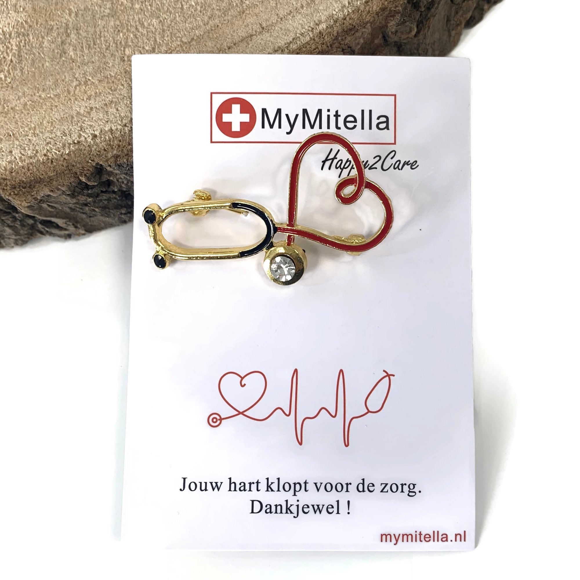 Speldje hart voor de zorg - dankjewel! - Stethoscoop - Zirconia