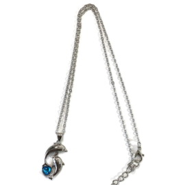 Ketting- Dolfijn - steentje blauw