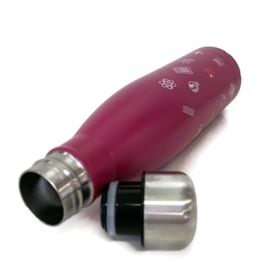 Drinkfles - Meester & Juf - onderwijs symbolen - Roze