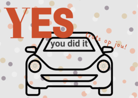 Kaart Rijbewijs gehaald - Auto Confetti