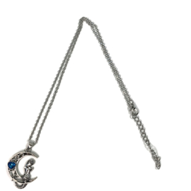 Ketting- Meermin op de maan - steentje blauw