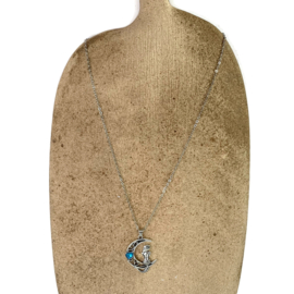 Ketting- Meermin op de maan - steentje blauw