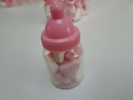 Papflesje gevuld met roze/witte mini spekjes